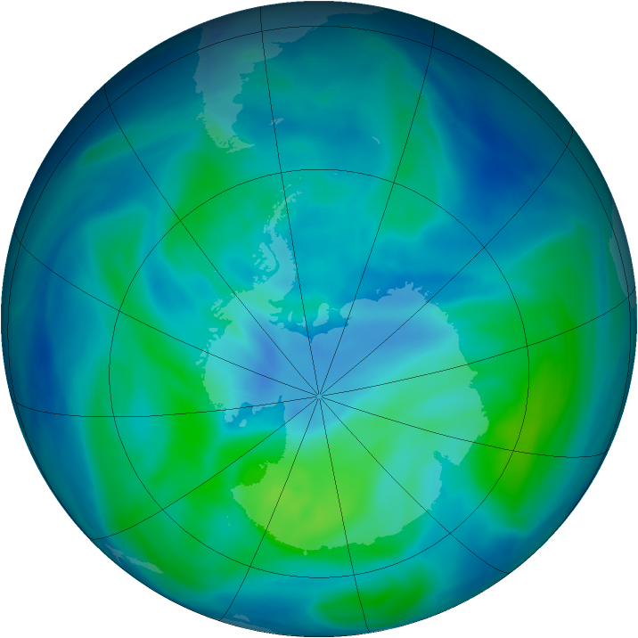 Antarctic ozone map for 11 March 2006